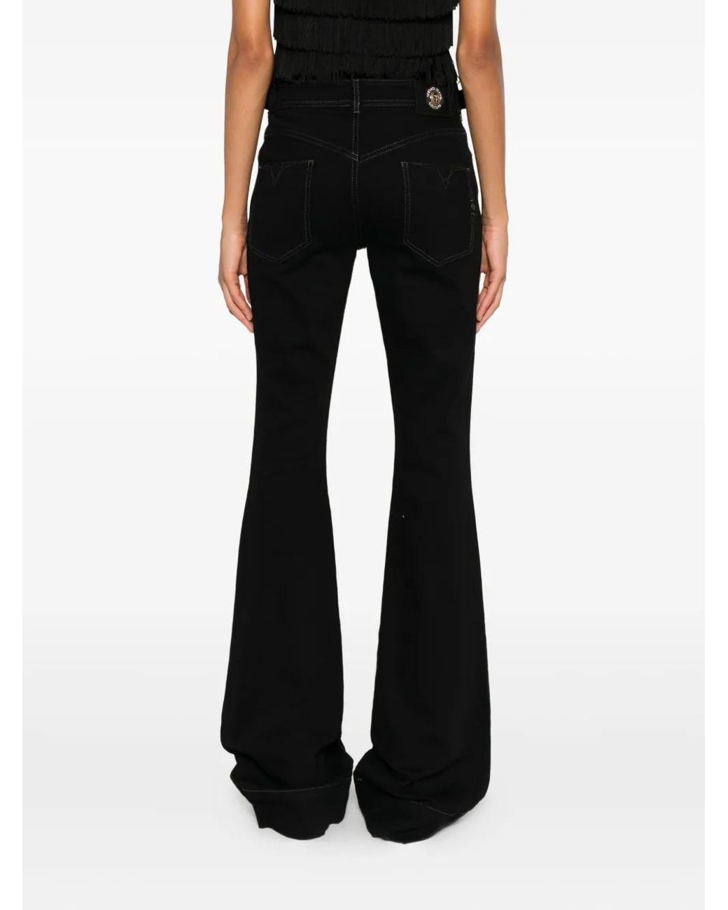 Versace Jeans Couture Black Buckle Flared Trousers
