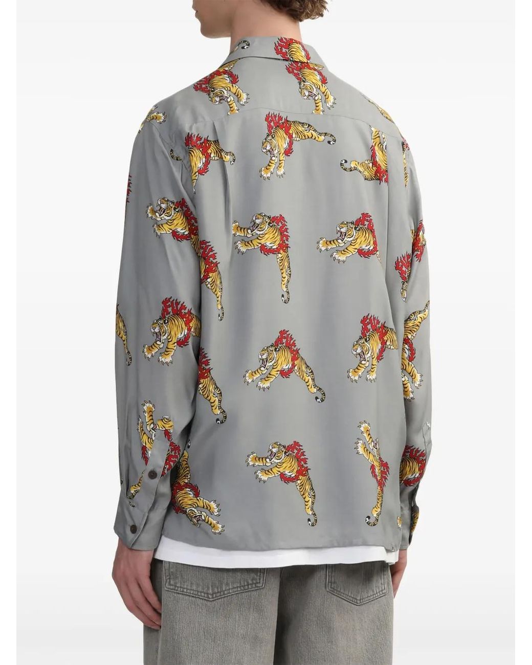 Wacko Maria Gray X Tim Lehi Tiger-Print Shirt for men