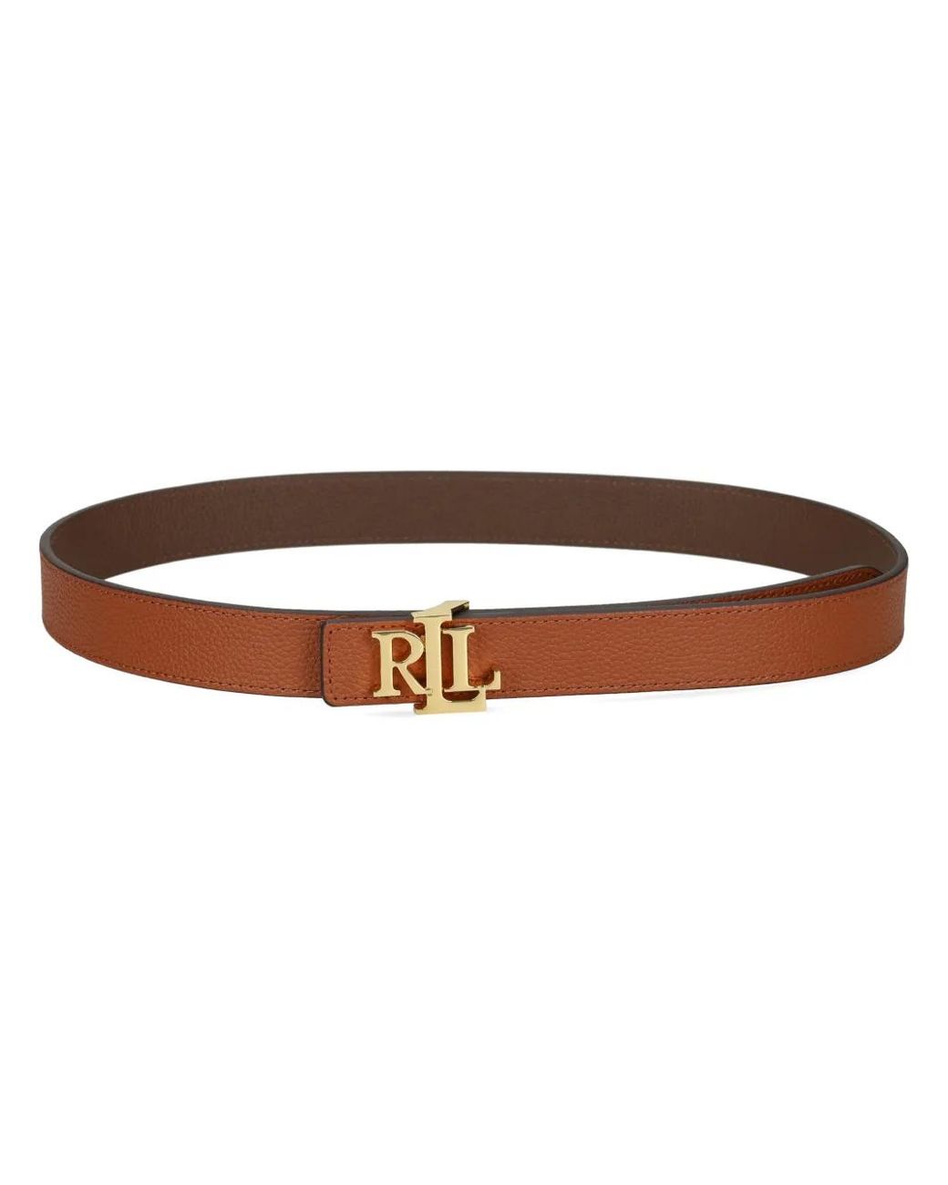 Ralph Lauren Brown Logo-Buckle Leather Belt