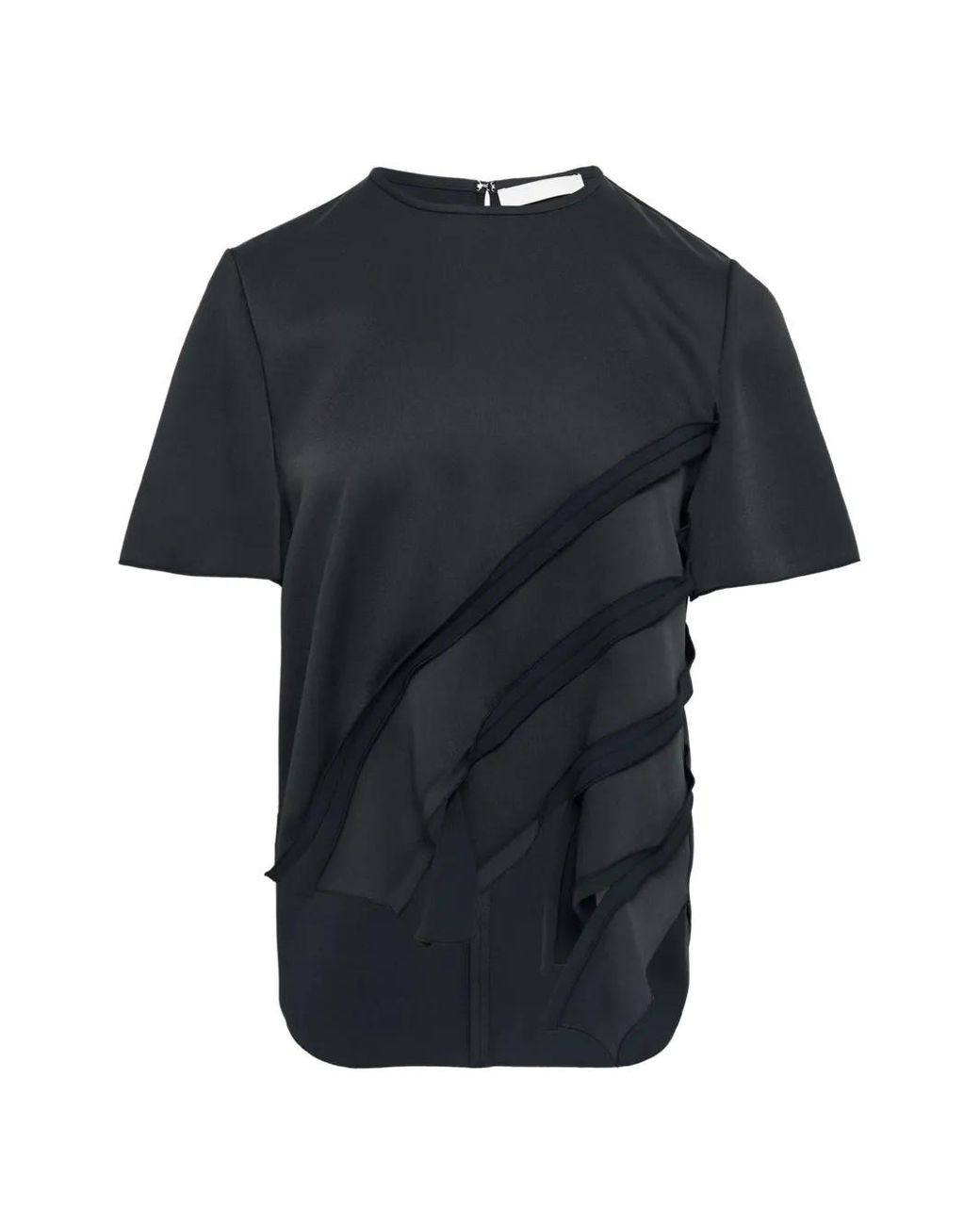 Club21 Black Ruffle-Detail Round-Neck Top