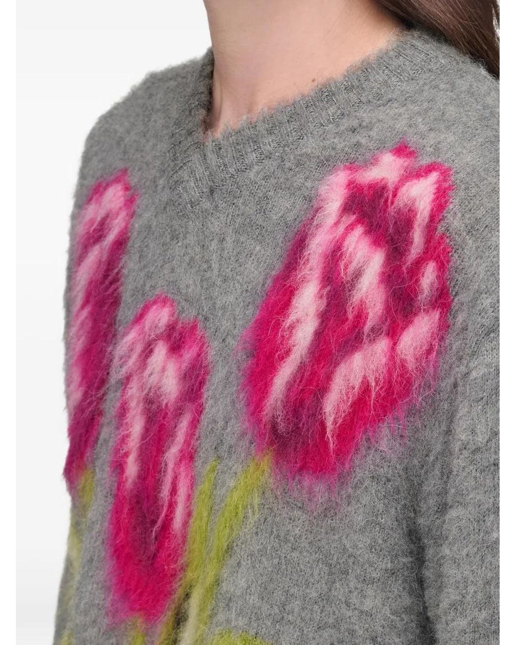 Maison Margiela Gray Flower Wool Sweater