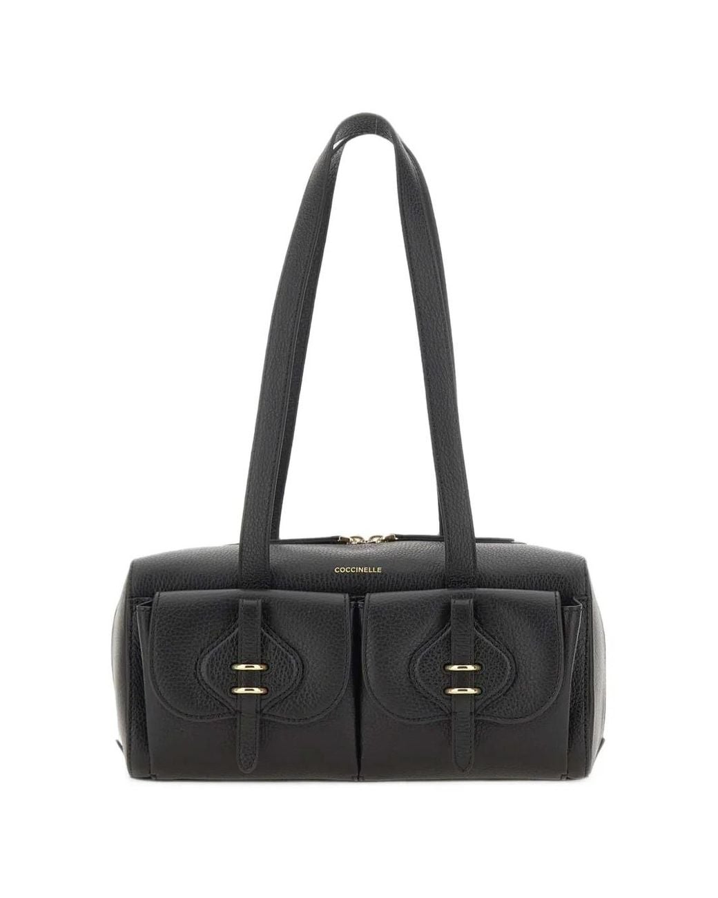 Coccinelle Black Medium Mavery Pocket Logo-Print Shoulder Bag
