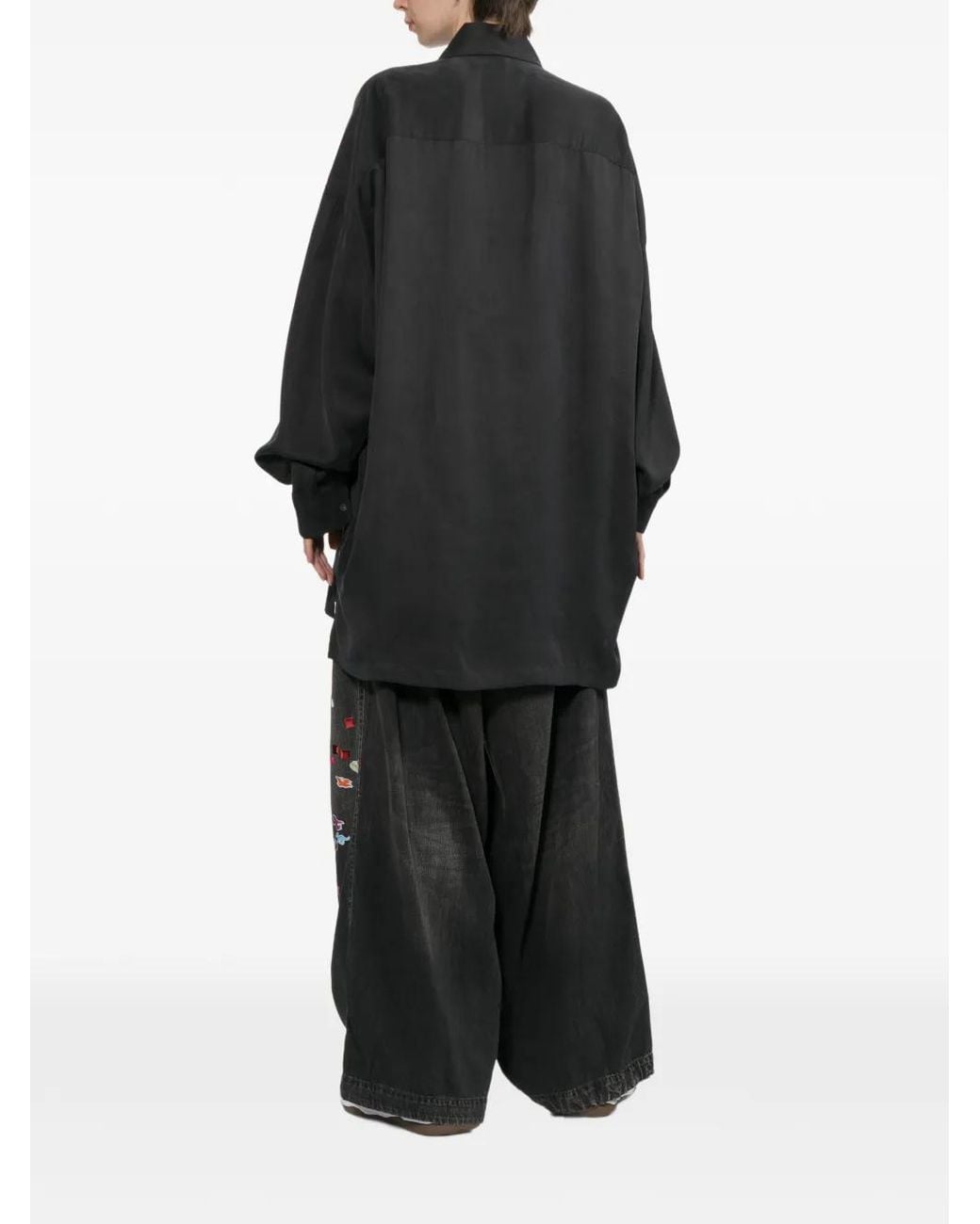 Maison Mihara Yasuhiro Black Attached Tie Satin Shirt