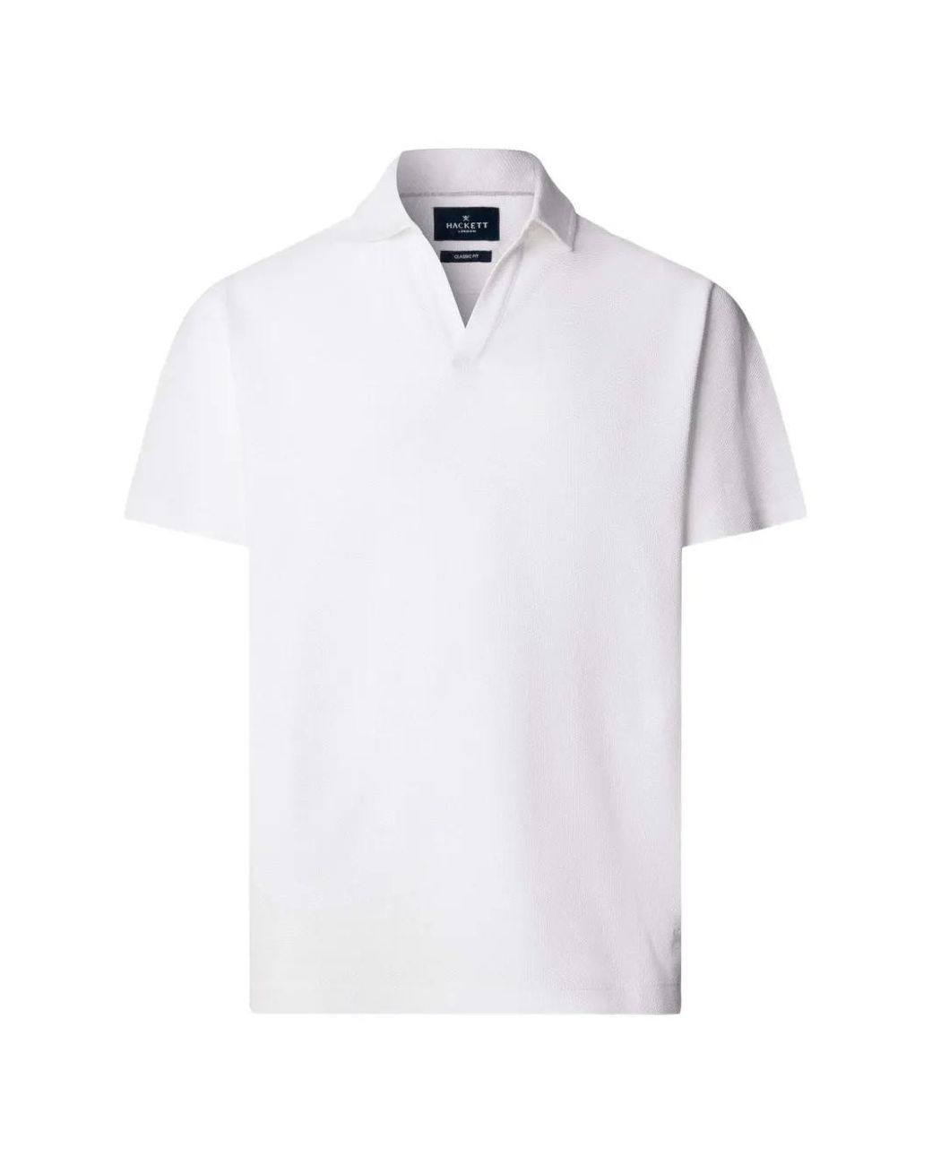 Hackett White T-Shirt En Maille Alvéolée À Col Johnny for men