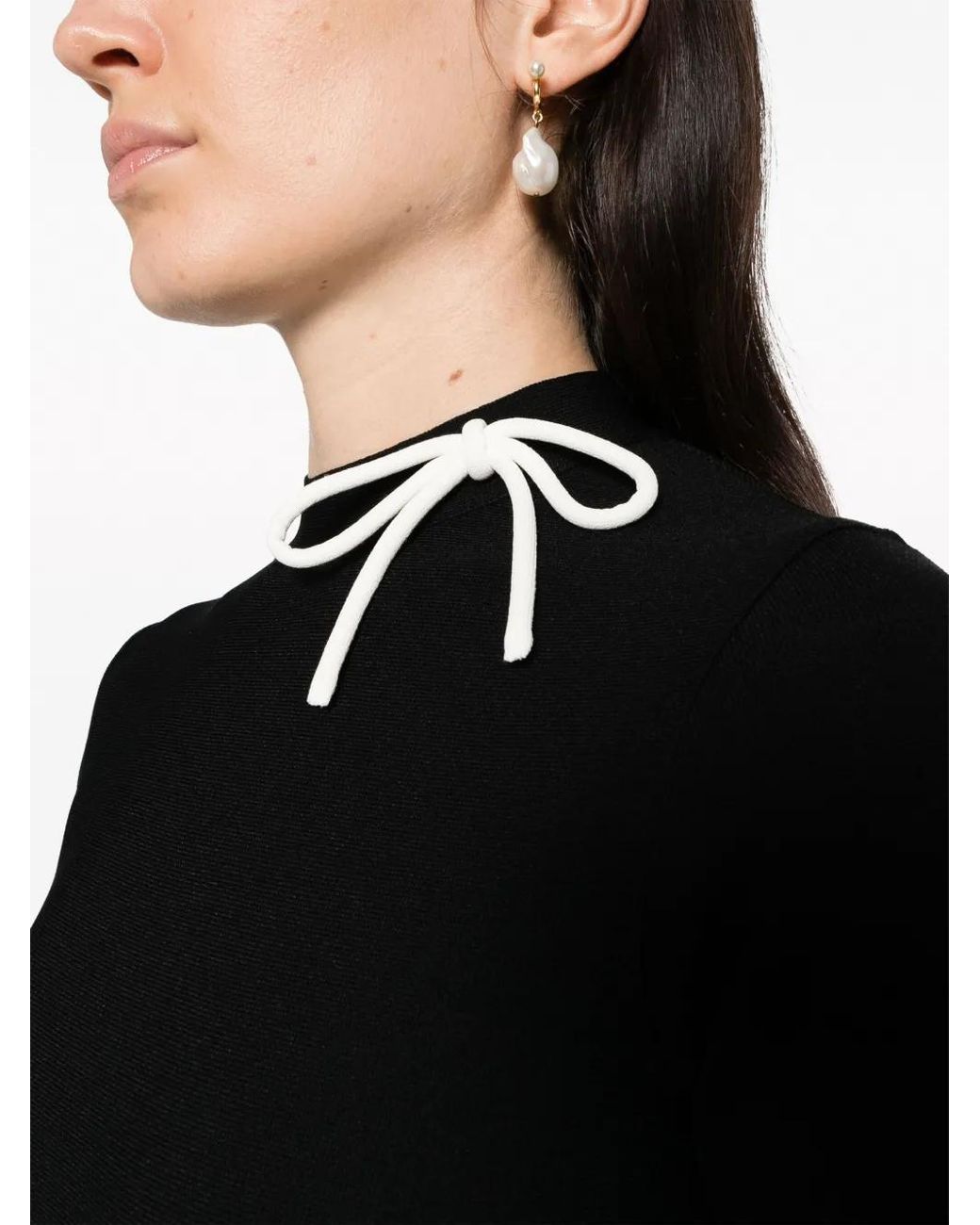 Valentino Garavani Black Bow-Embellished Knit Minidress