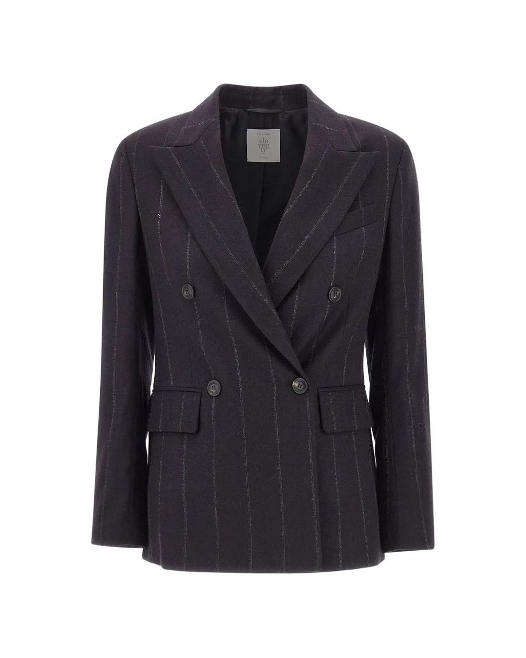 Eleventy Blue Pinstripe Double-Breasted Blazer