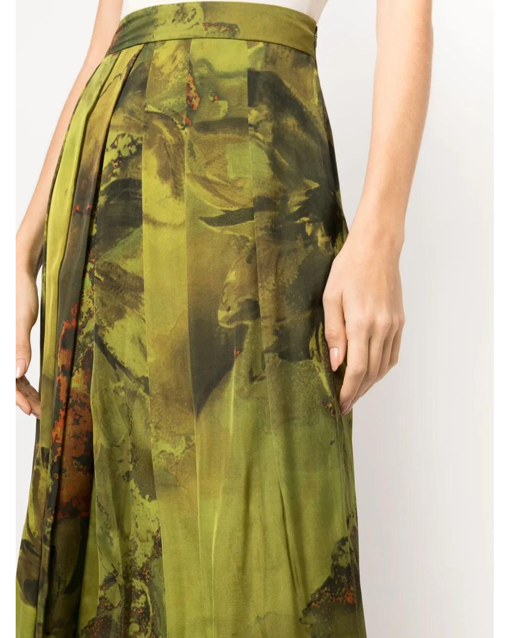 Alberta Ferretti Green Graphic-Print Skirt