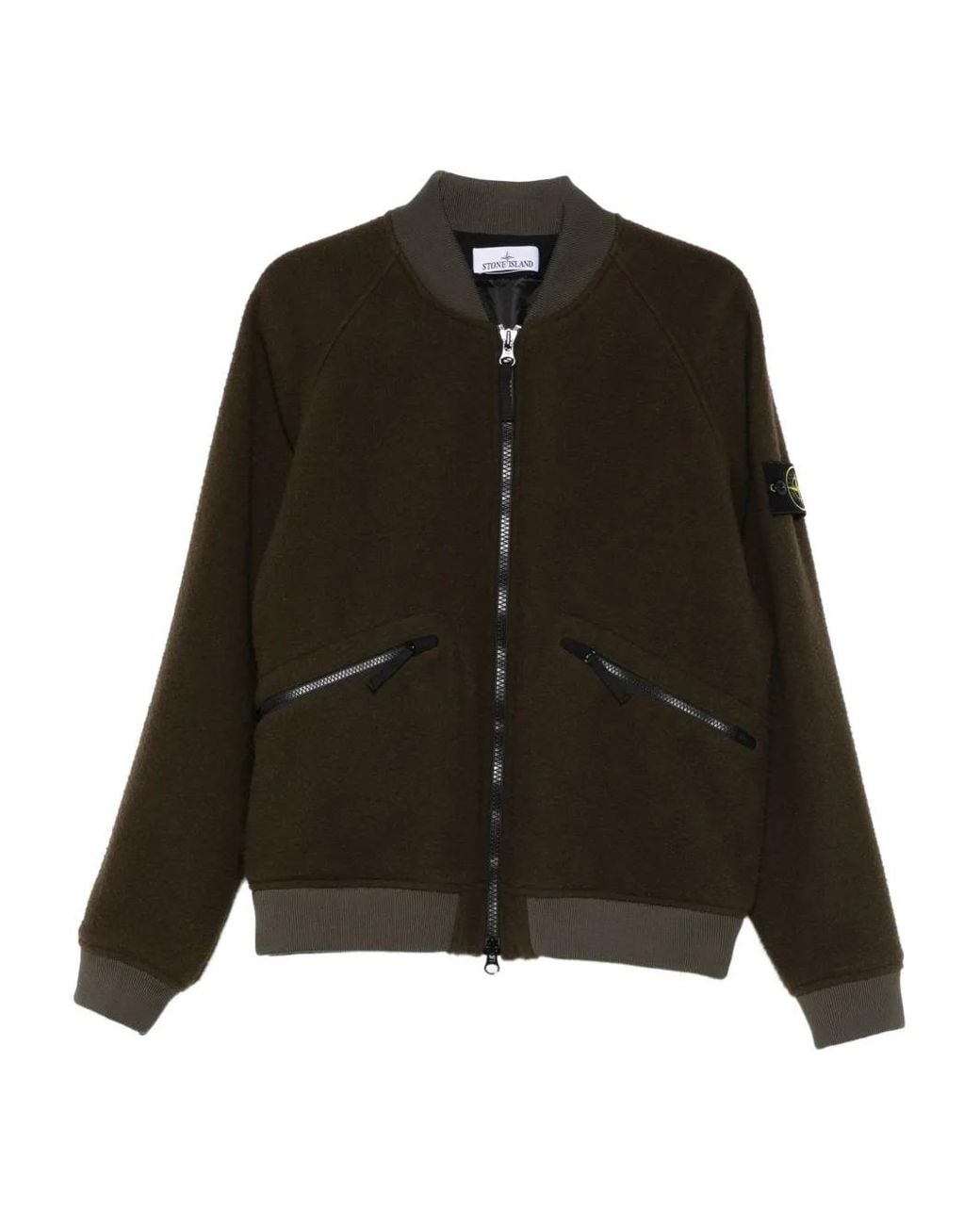 Stone Island Black Logo-Patch Bomber Jacket for men