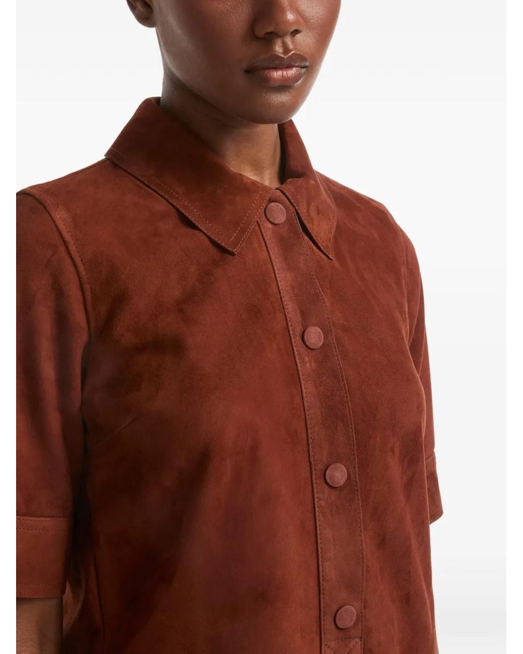 Yves Salomon Brown Double-Sided Buttoned Lambskin Mini Dress