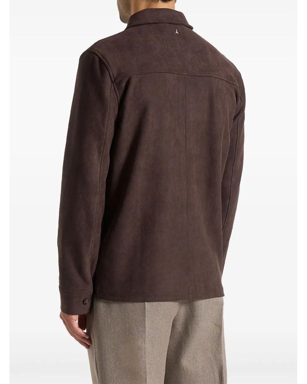 Manière De Voir Brown Thomas Suede Long Sleeve Shirt for men
