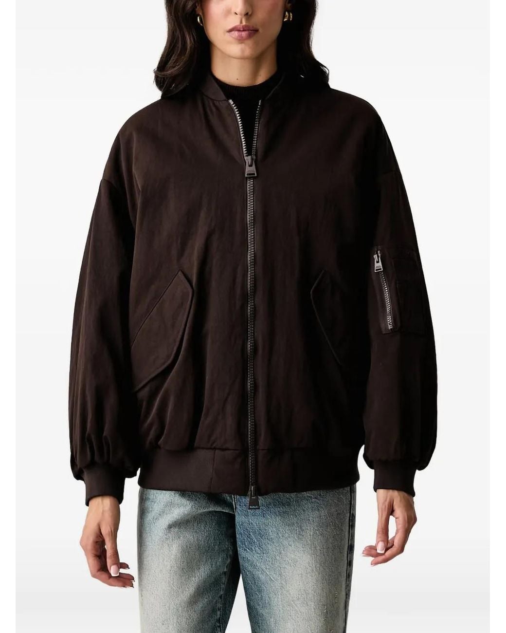 ARMANI EXCHANGE Black Blouson Logo-Embroidered Bomber Jacket