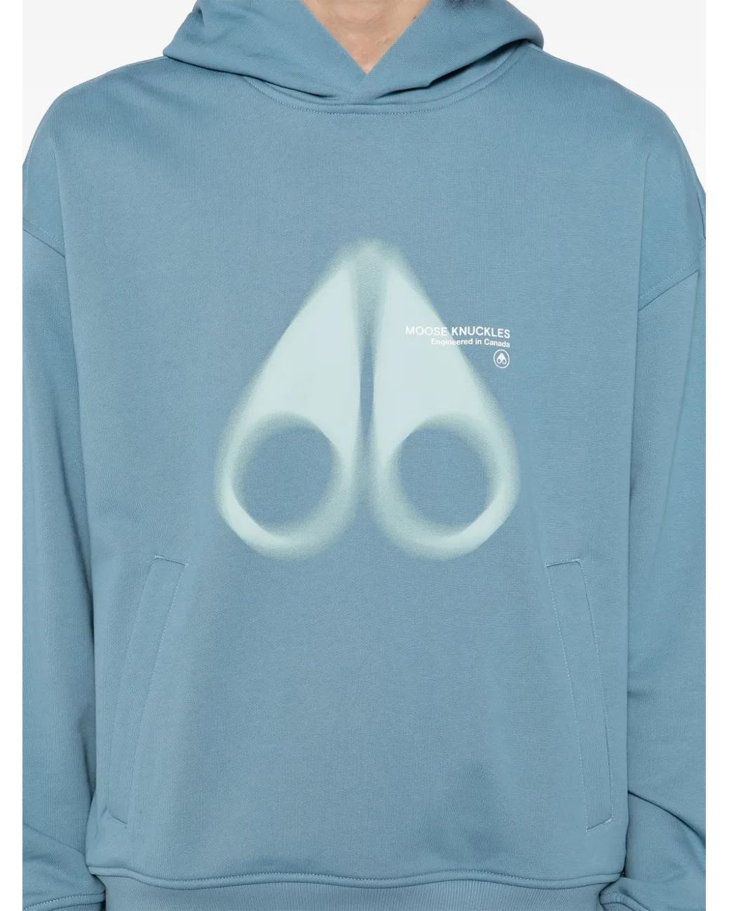 Moose Knuckles Blue Logo-Print Hoodie for men
