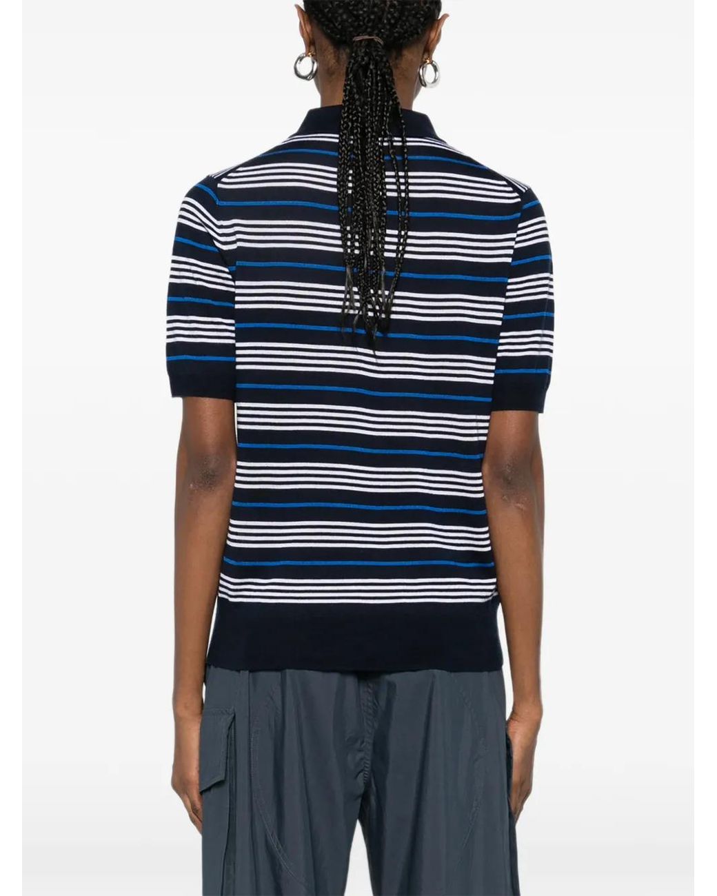 P.A.R.O.S.H. Blue Striped Buttoned Polo Shirts