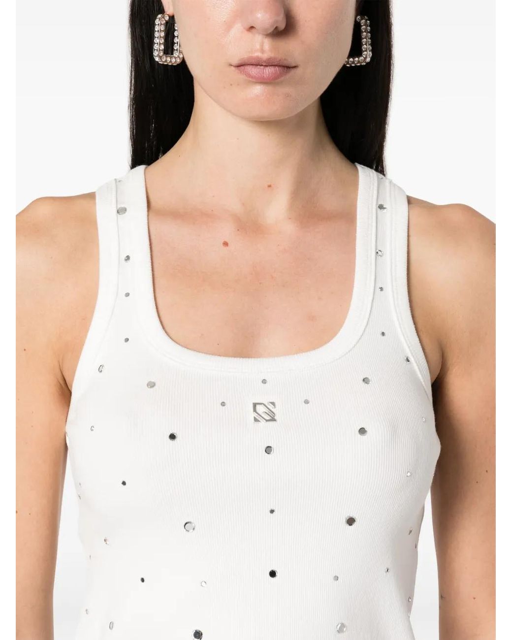 GIUSEPPE DI MORABITO White Crystal-Embellished Tank Top