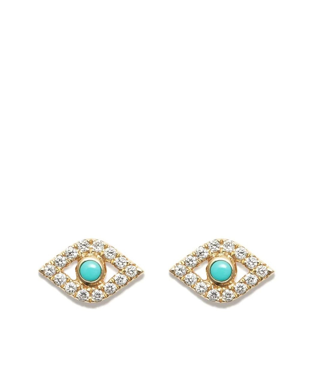 Sydney Evan Metallic 14Kt Evil Eye Stud Earrings