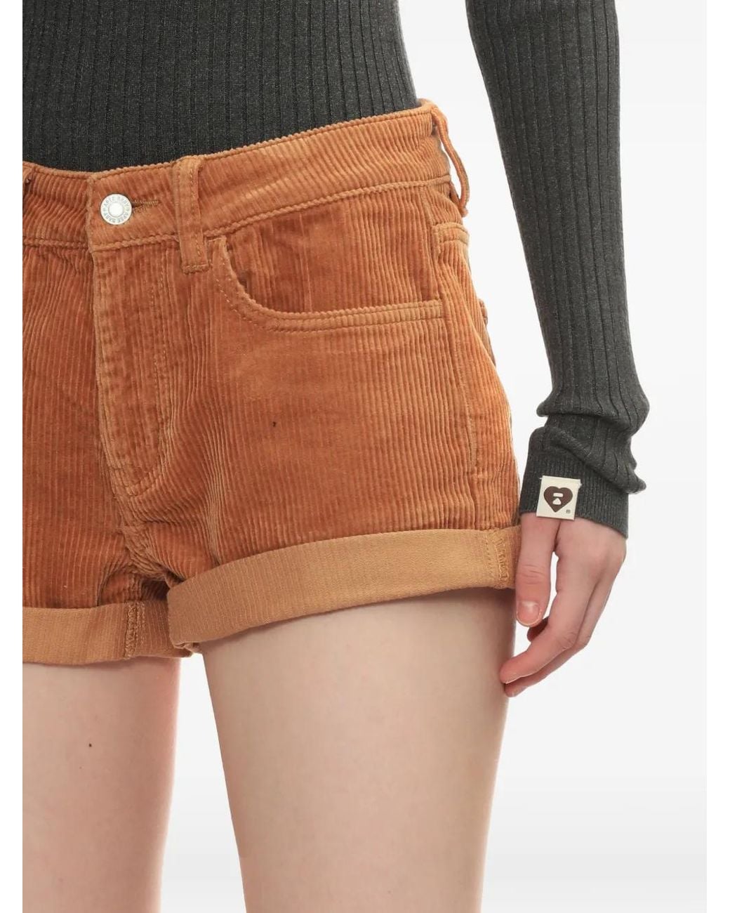 A Bathing Ape Brown Corduroy Logo Patch Shorts