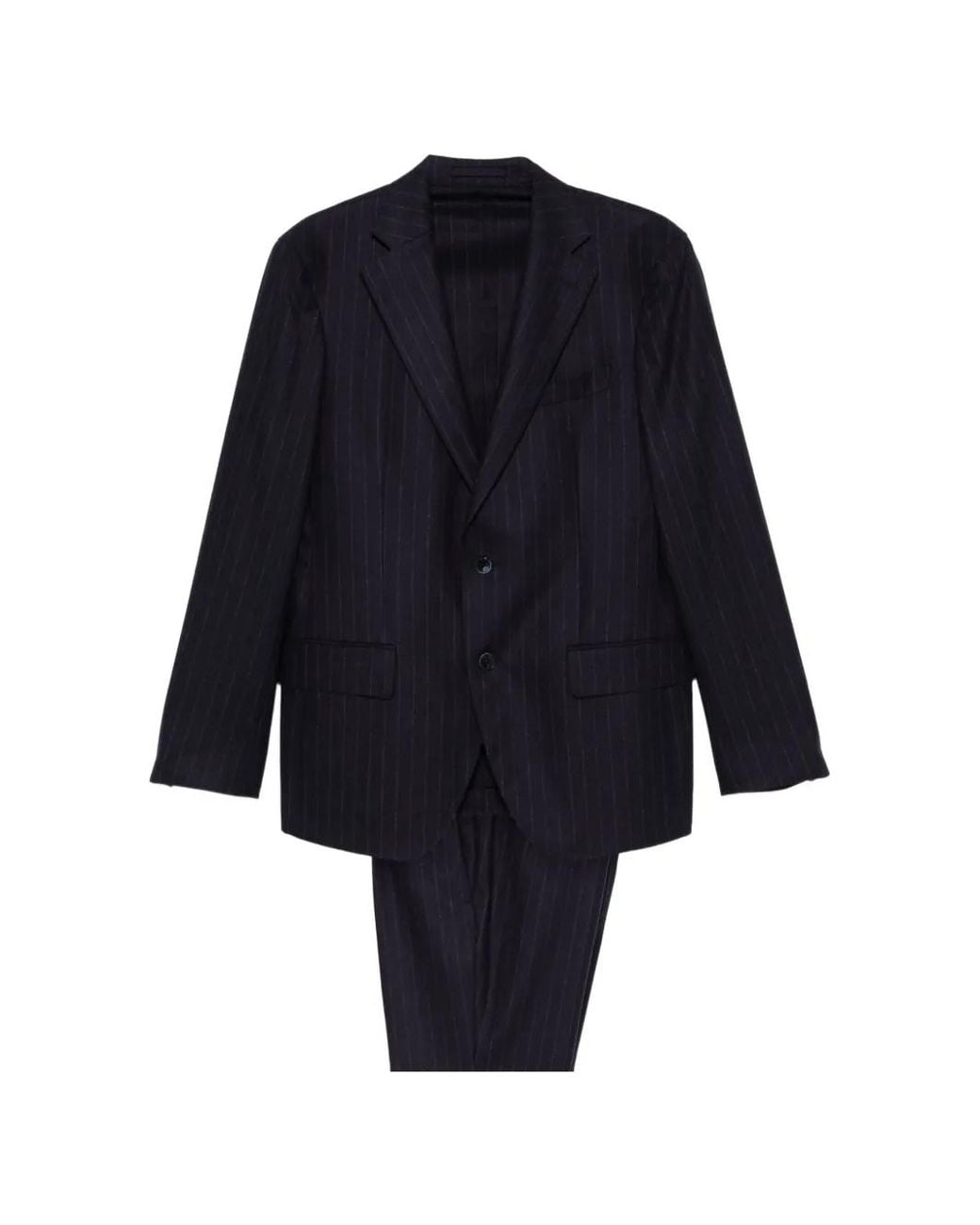 Luigi Bianchi Blue Pinstripe-Pattern Single-Breasted Suit for men