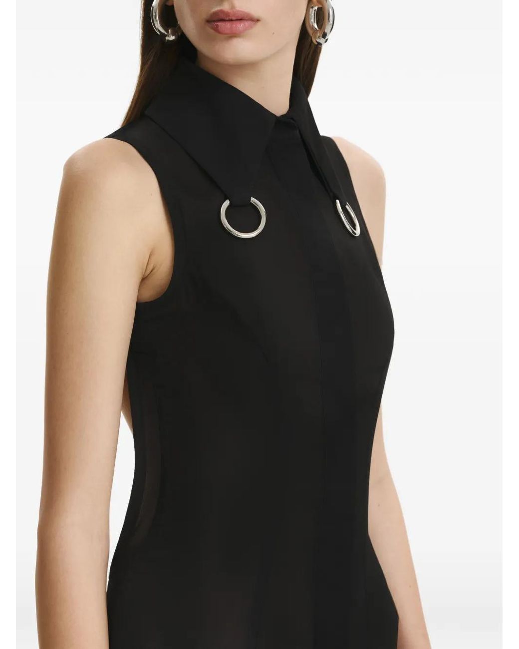 Vestiaire d'un Oiseau Libre Black Open-Back Ring Shirt Dress