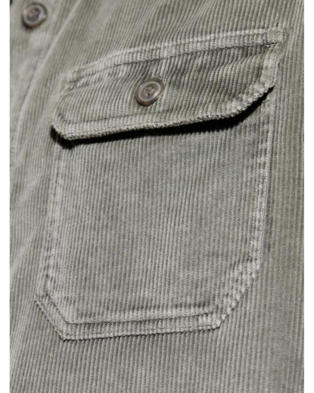 Paul & Shark Gray Corduroy Double-Pocket Shirt for men