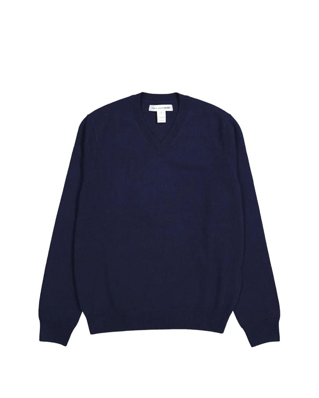 Comme des Garçons Blue V-Neck Wool Sweater for men
