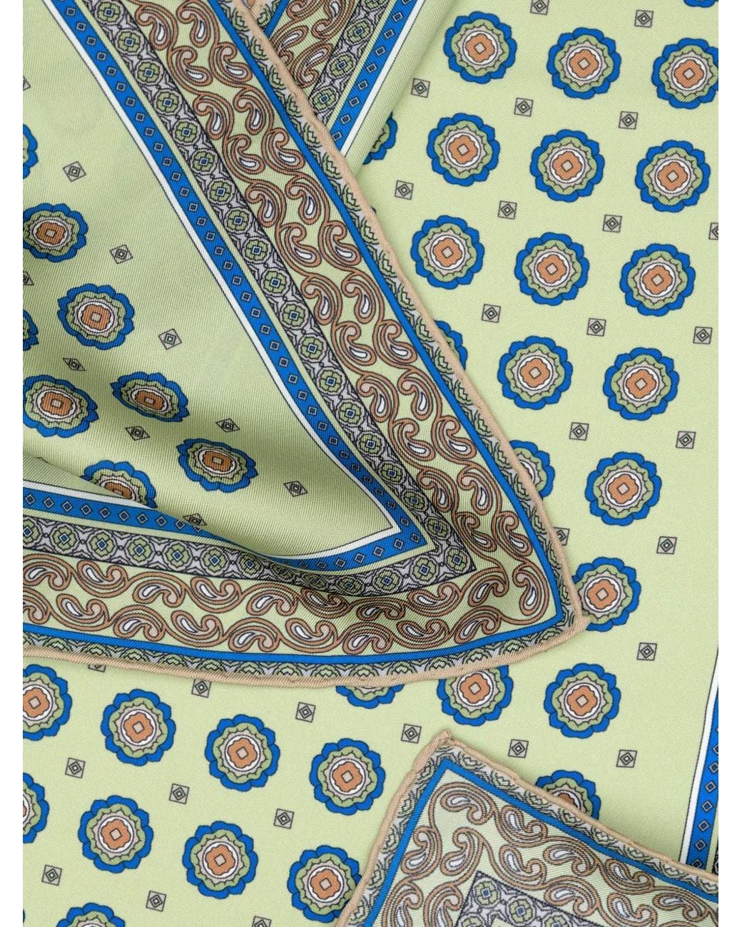 Elizabetta Green Medallion-Print Silk Scarf for men