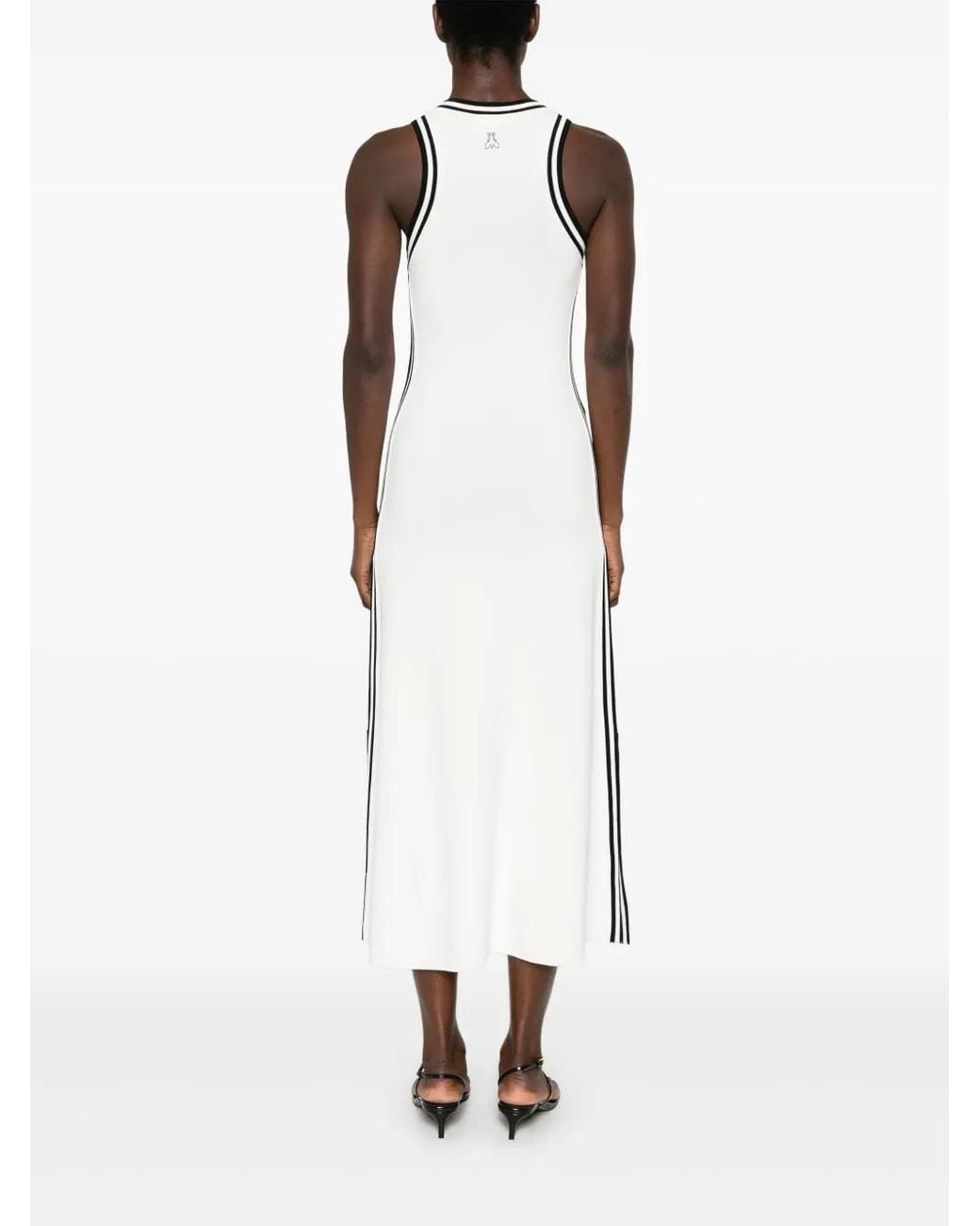 Patrizia Pepe White Contrast-Trim Midi Dress