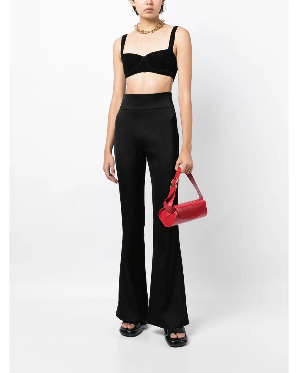Galvan Black High-Waisted Flared Trousers