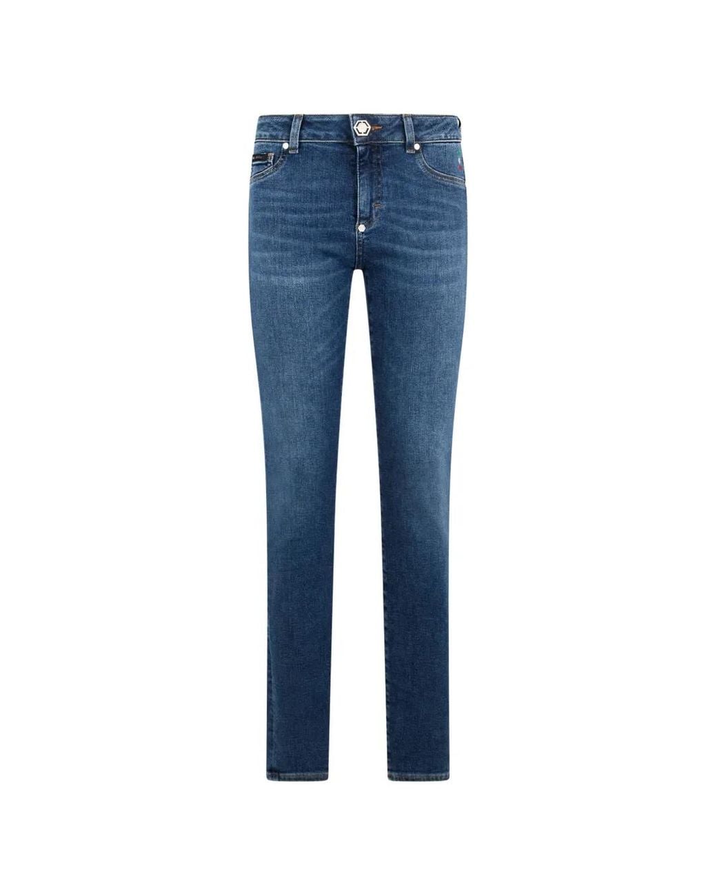 Philipp Plein Blue Belt-Loop Pocket Jeans
