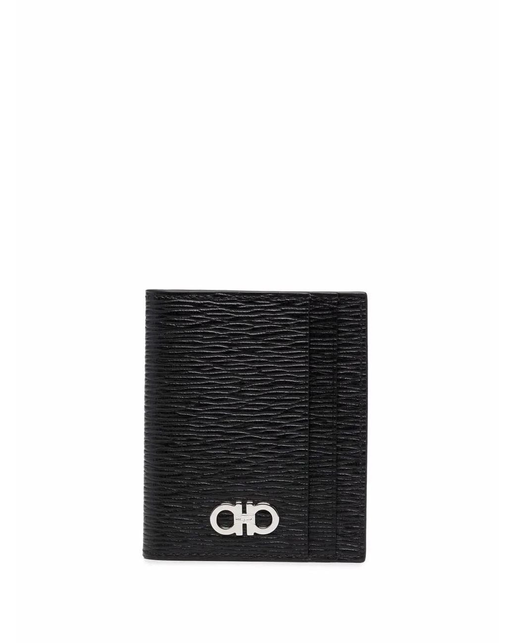 Ferragamo Black Gancini Credit Card Holder for men