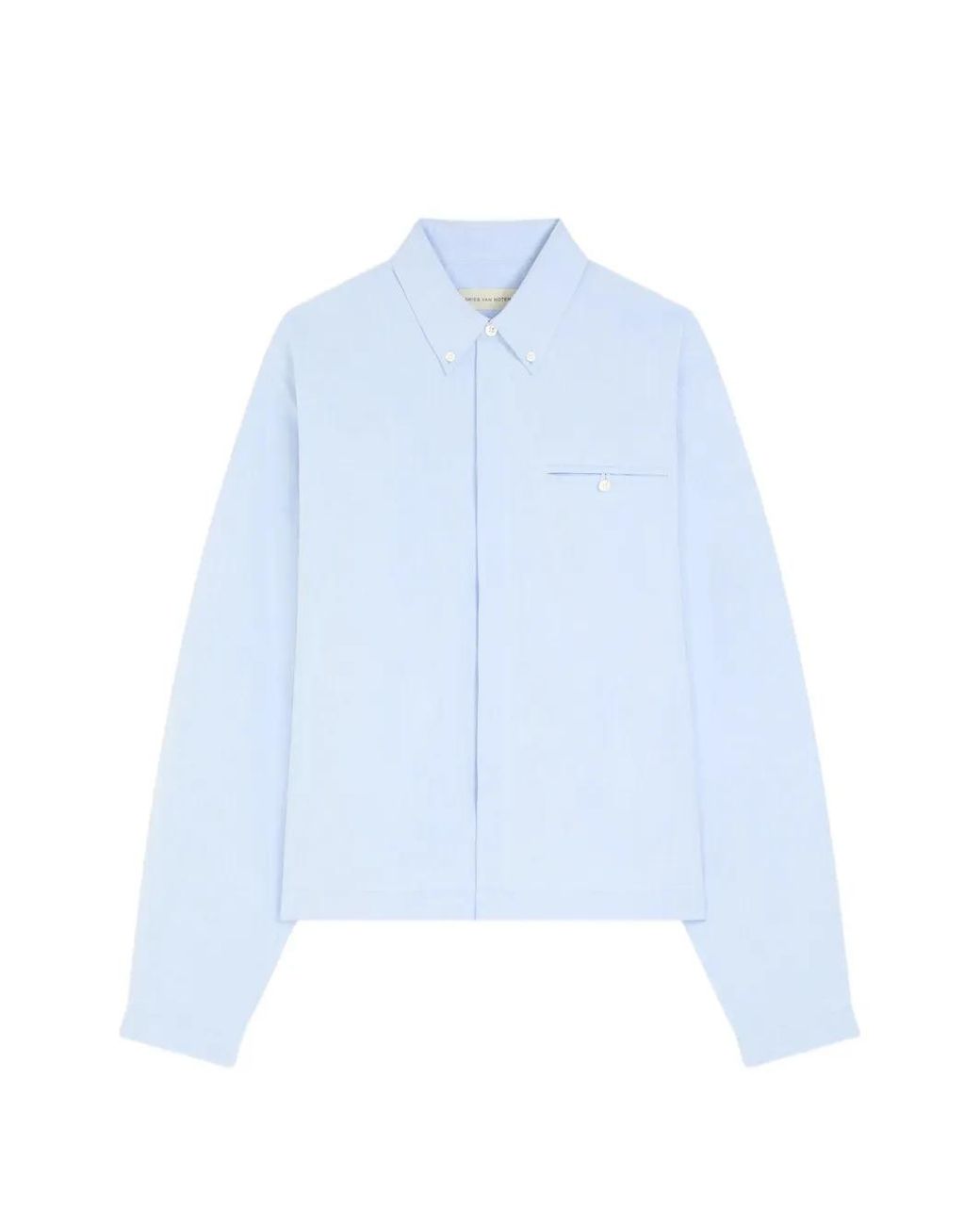 Dries Van Noten Blue Cropped Cotton Shirt for men