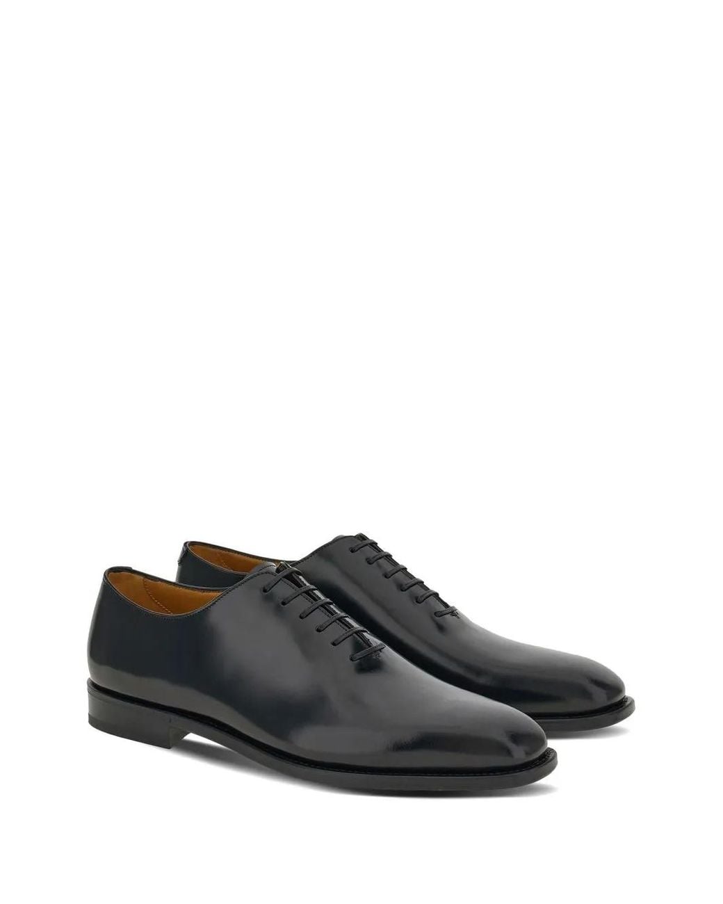 Ferragamo Black Leather Oxford Shoes for men