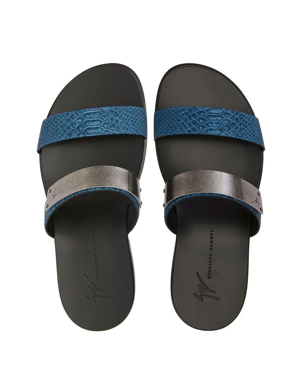 Giuseppe Zanotti Ignazio Pantoletten Mit Doppelriemen in Blue für Herren