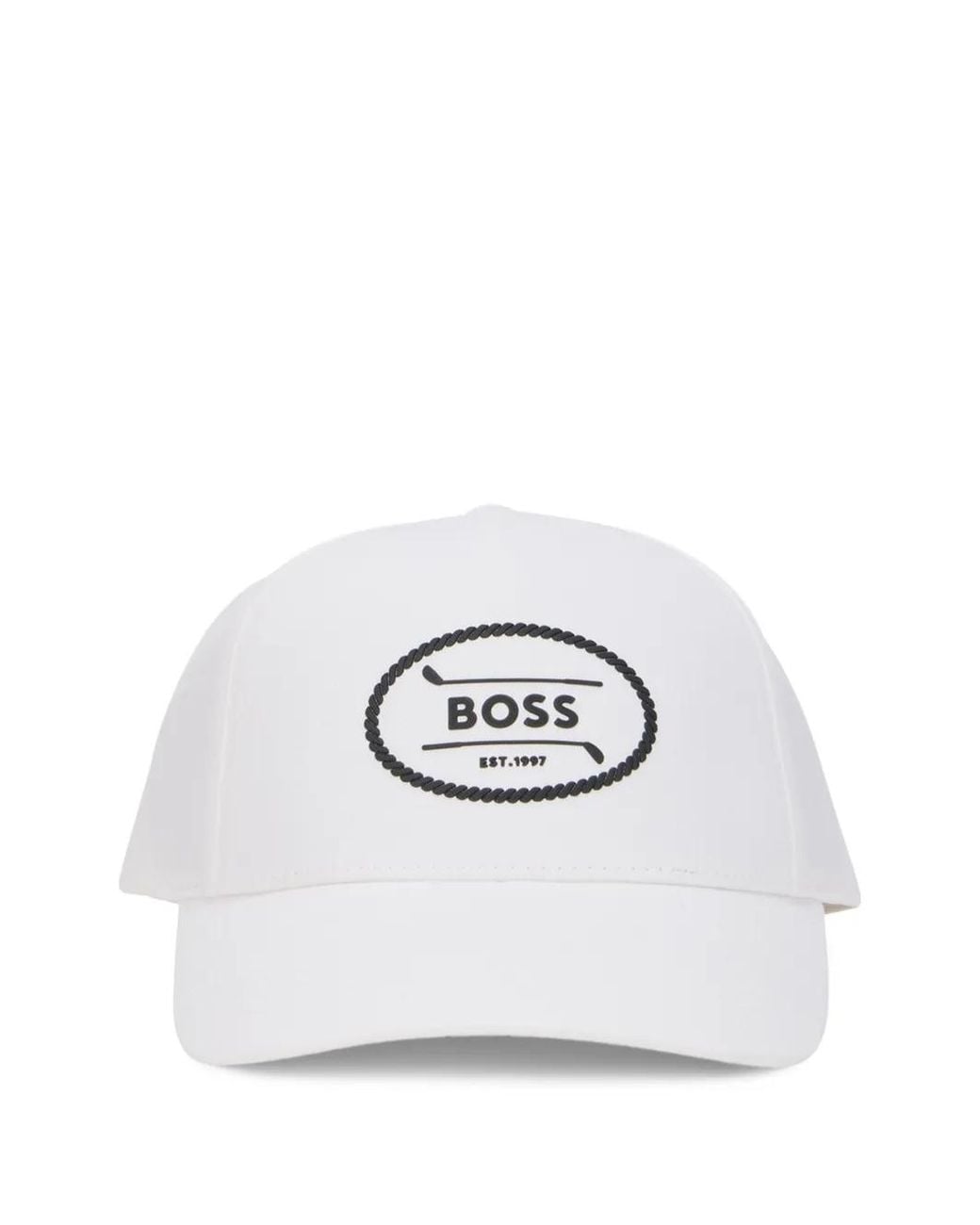 Boss White Logo-Patch Cap for men