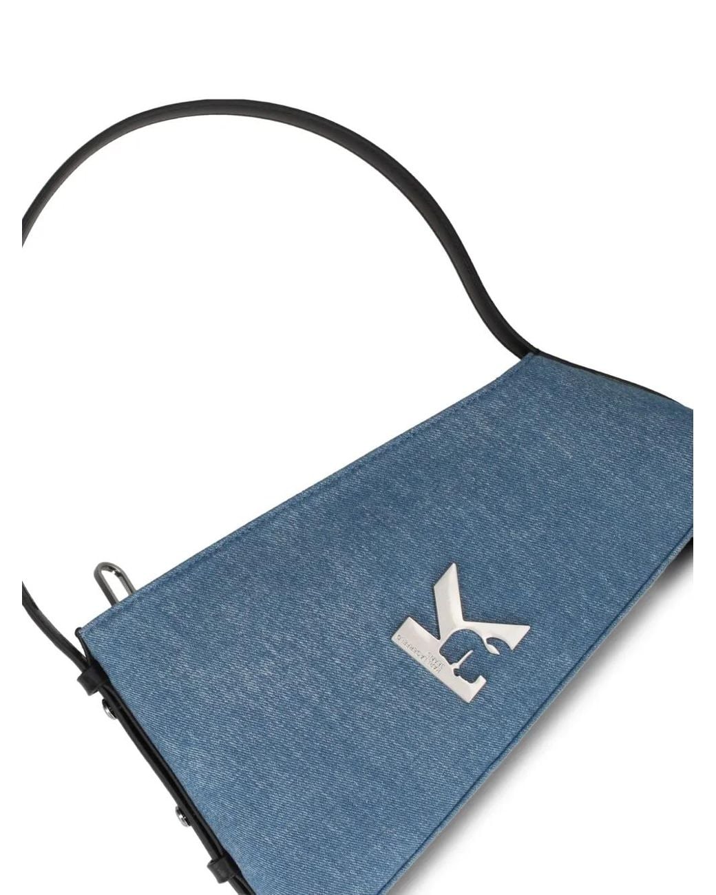 Karl Lagerfeld Blue Denim Logo-Plaque Shoulder Bag