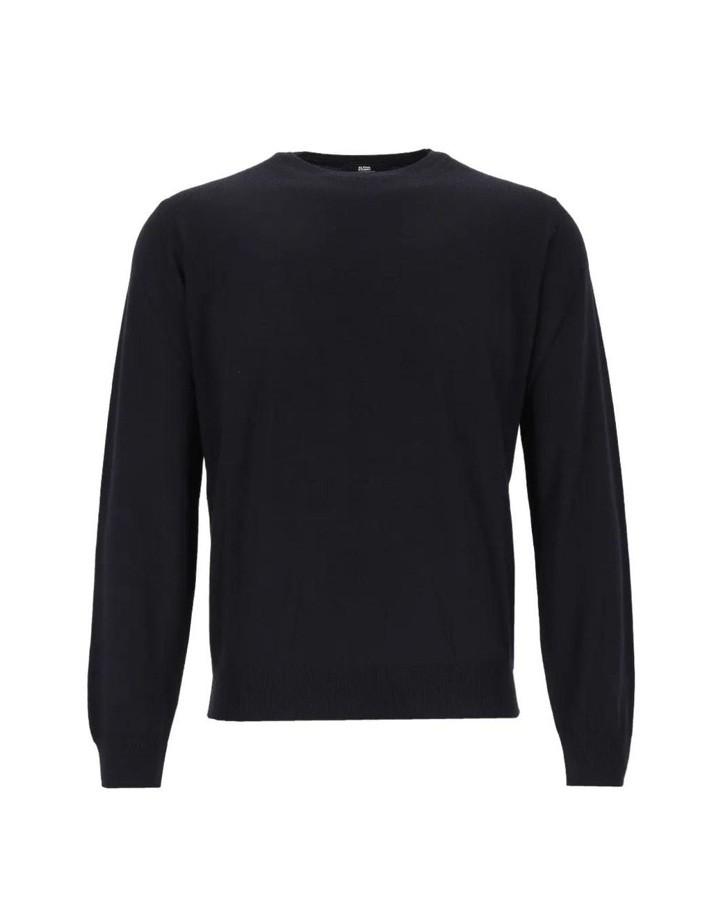 Alpha Studio Blue Crew-Neck Ribbed-Trim Sweater for men