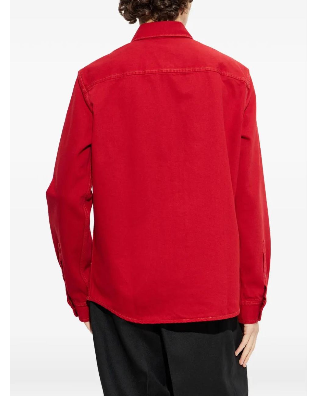 AMI Red Chemise En Coton Avec Ami De Coeur