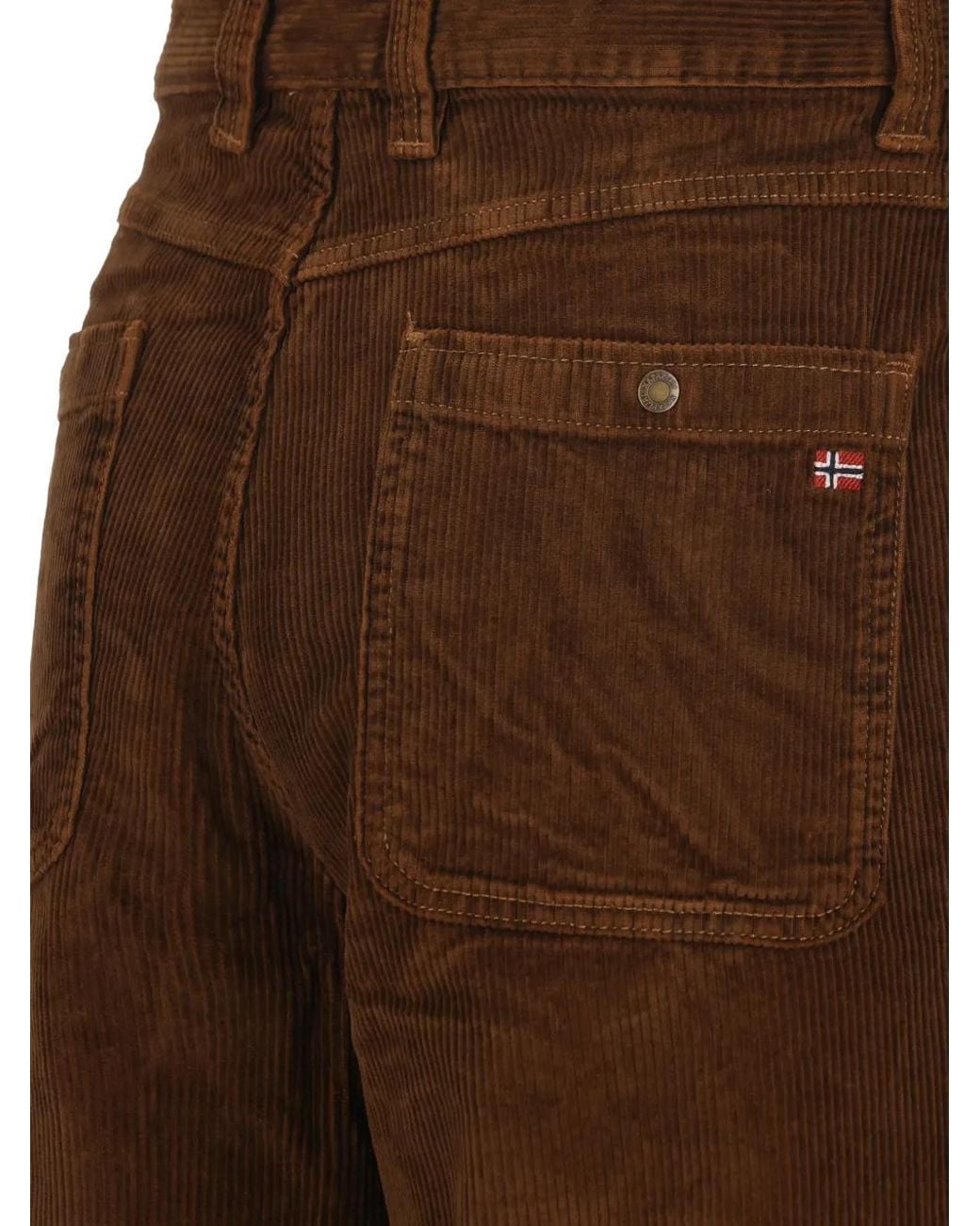 Napapijri Brown Corduroy Straight-Leg Trousers for men