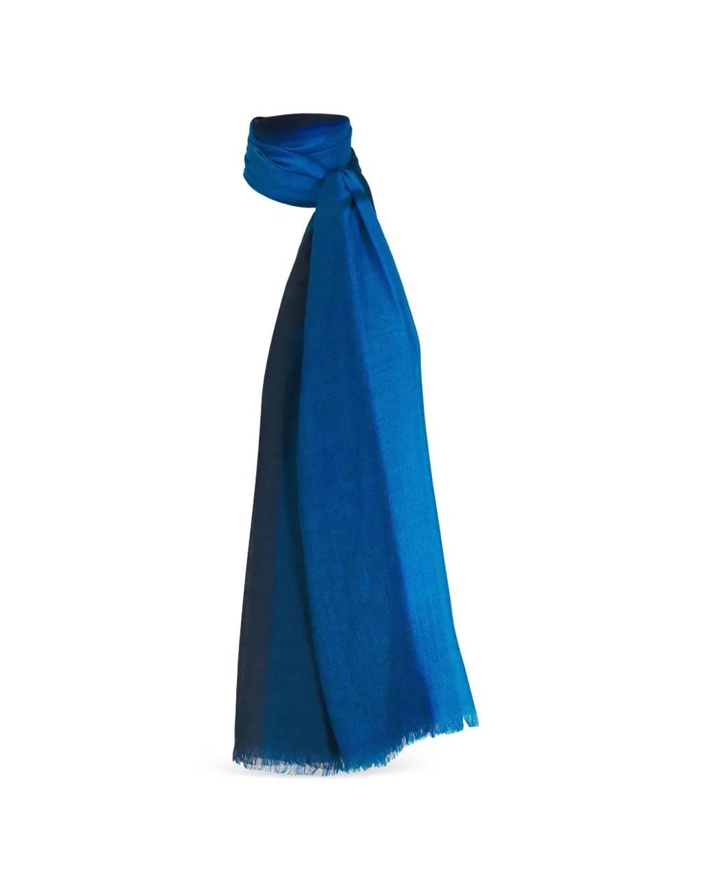 Akris Blue Colourblock Fringed Scarf