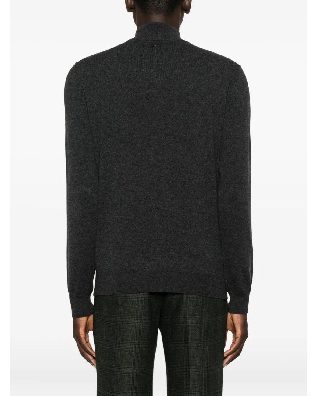 Corneliani Black High-Neck Half-Zip Sweater for men