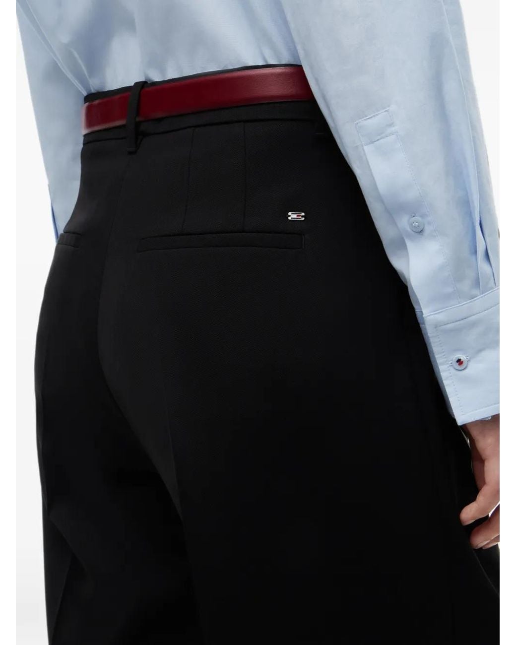 Tommy Hilfiger Black Pleated Wide-Leg Trousers