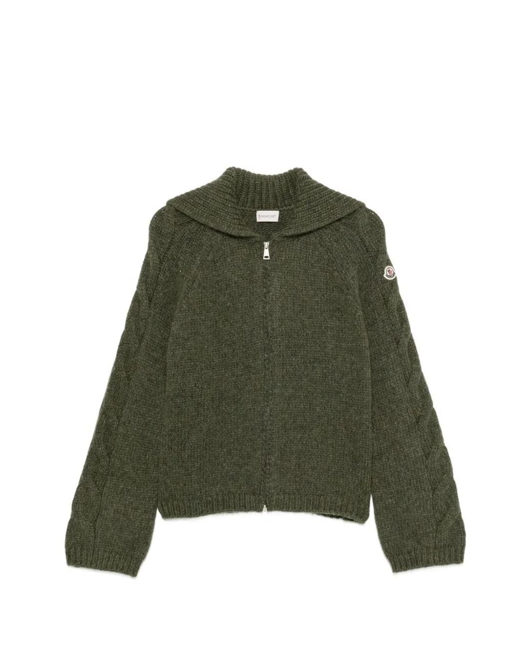 Moncler Green Cardigan À Fermeture Zippée