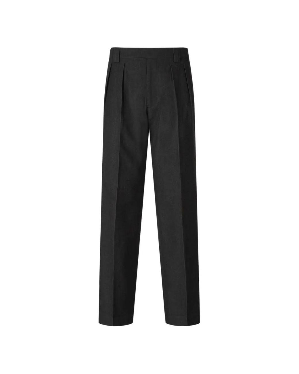 Berwich Black Pleated Straight-Leg Trousers for men