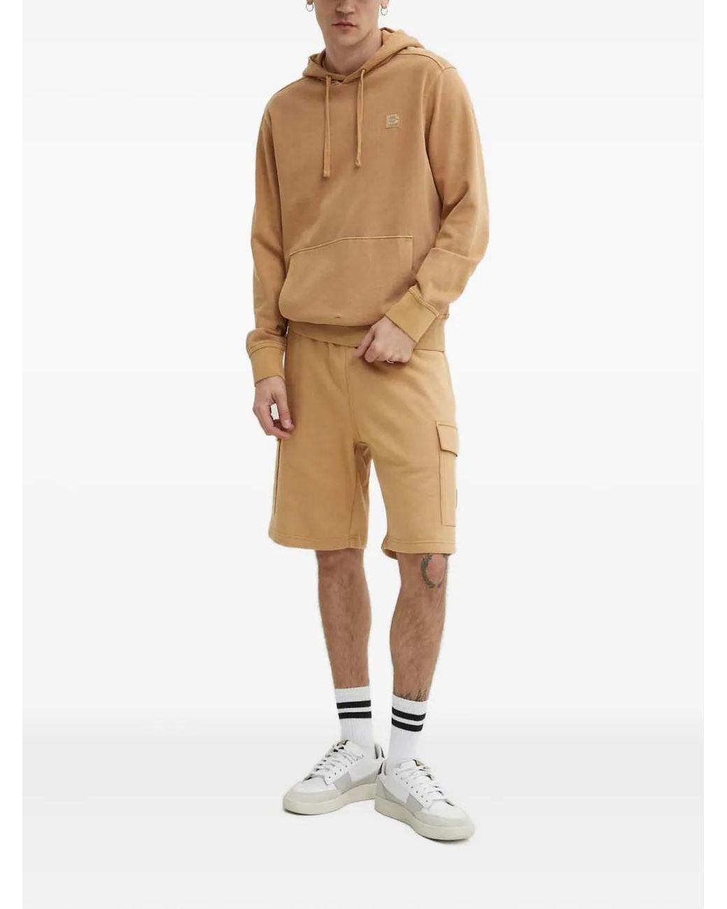 Timberland Brown Drawstring Patch Hoodie for men