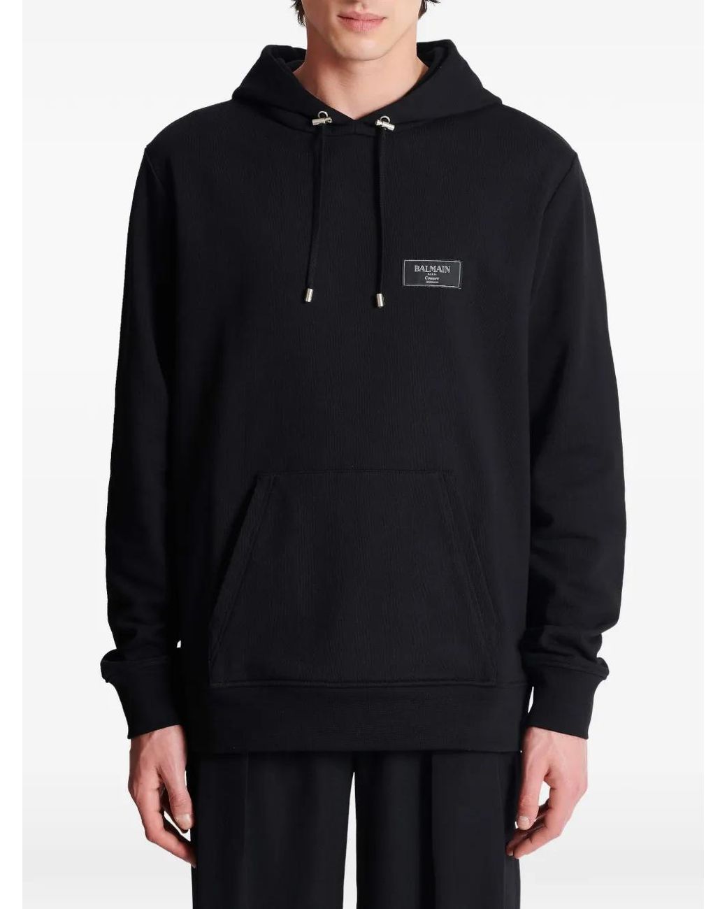 Balmain Blue Iconic Cotton Hoodie for men