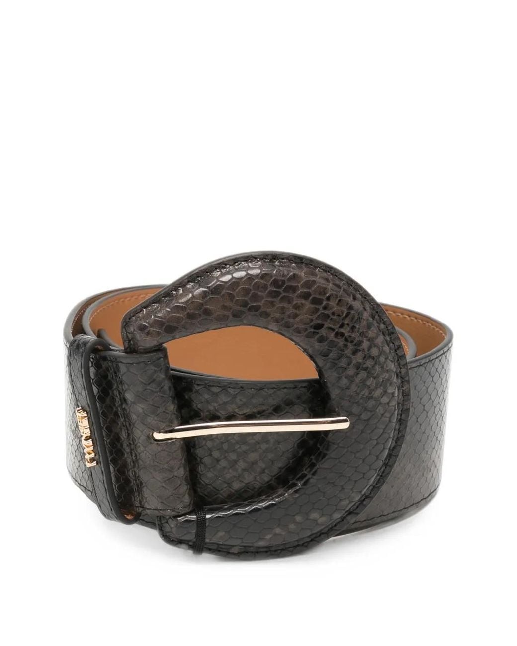 Twinset Gray Snake-Effect Buckle-Fastening Belt