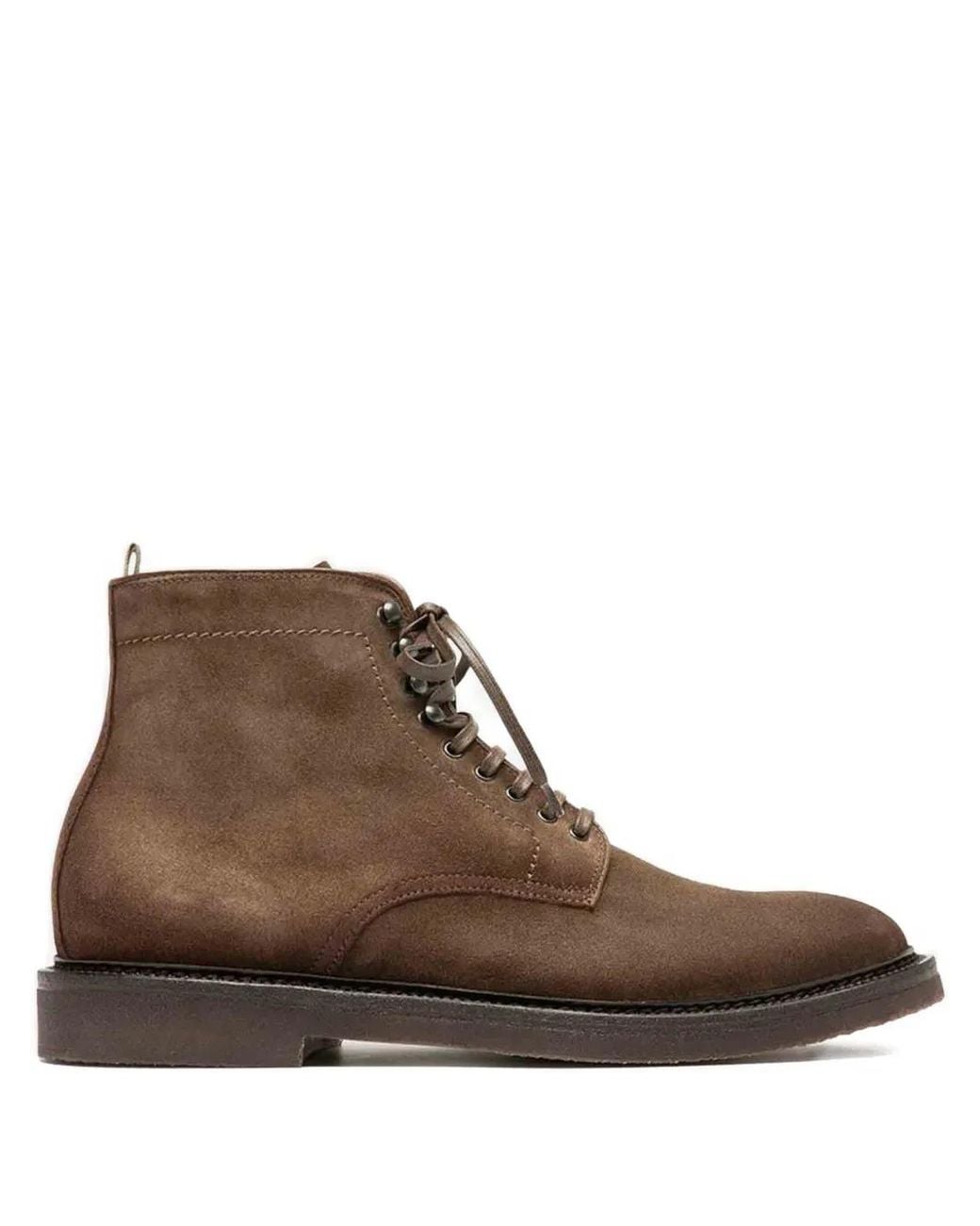 Officine Creative Brown Lace-Up Suede Boots for men