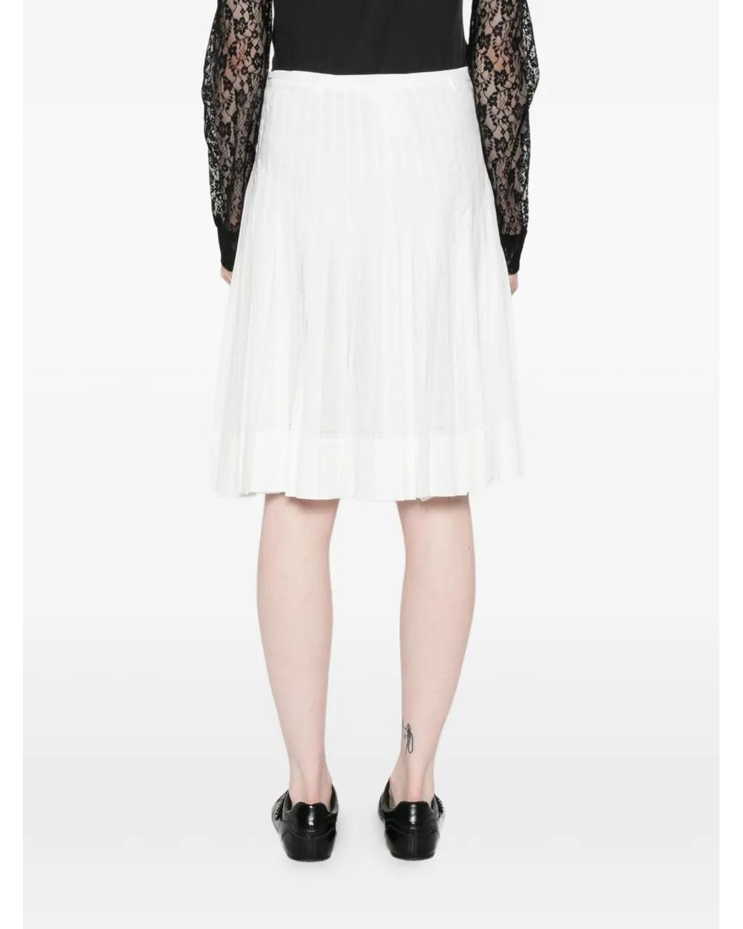 Low Classic White Pleated Midi Skirt