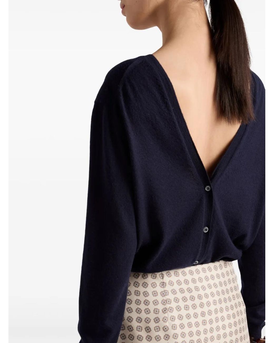 Prada Blue V-Neck Cashmere Sweater