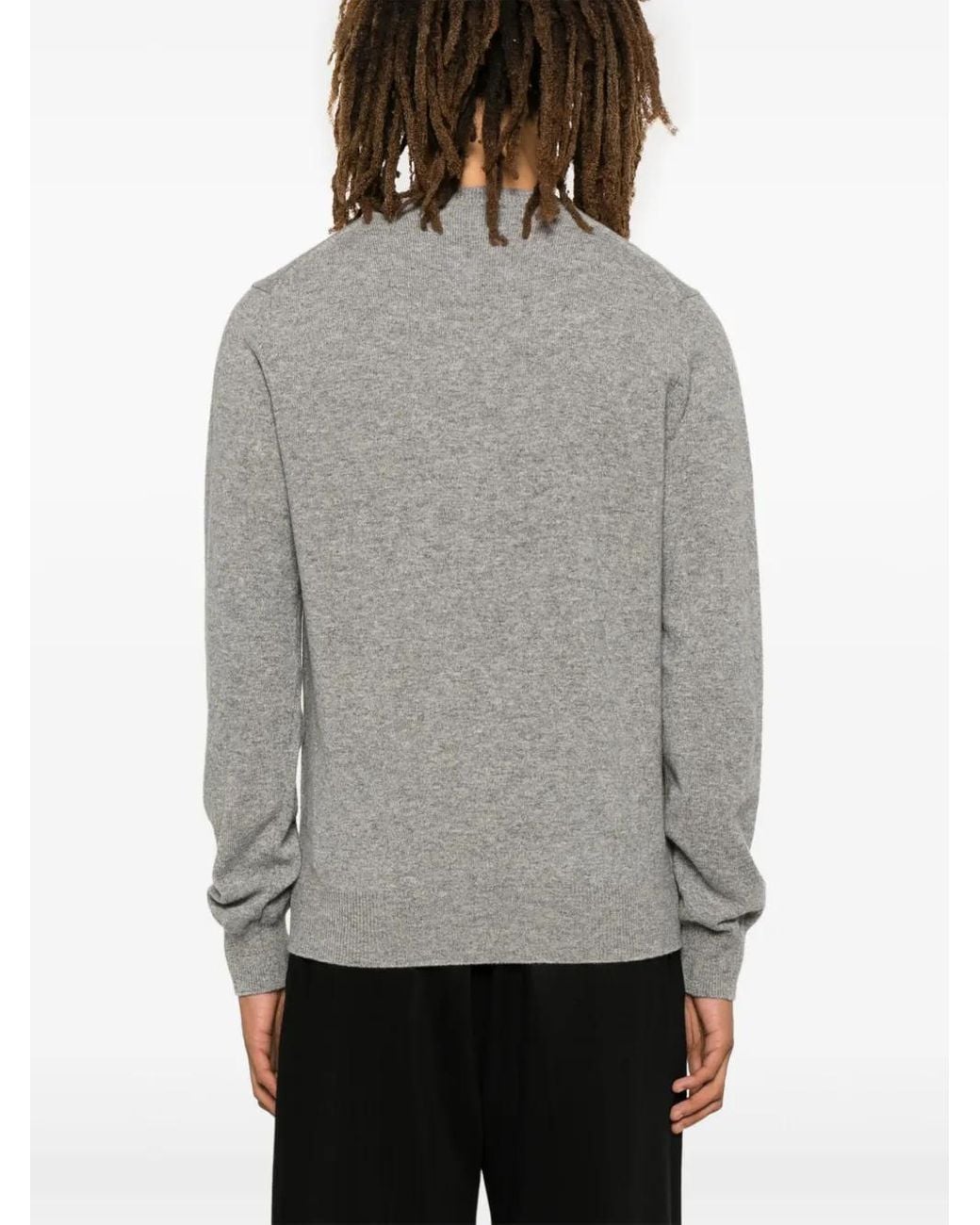 COMME DES GARÇONS PLAY Gray Double Heart-Patch Sweater