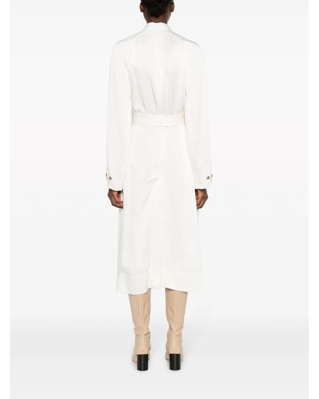 10 Corso Como White Double-Breasted Belted Satin Coat
